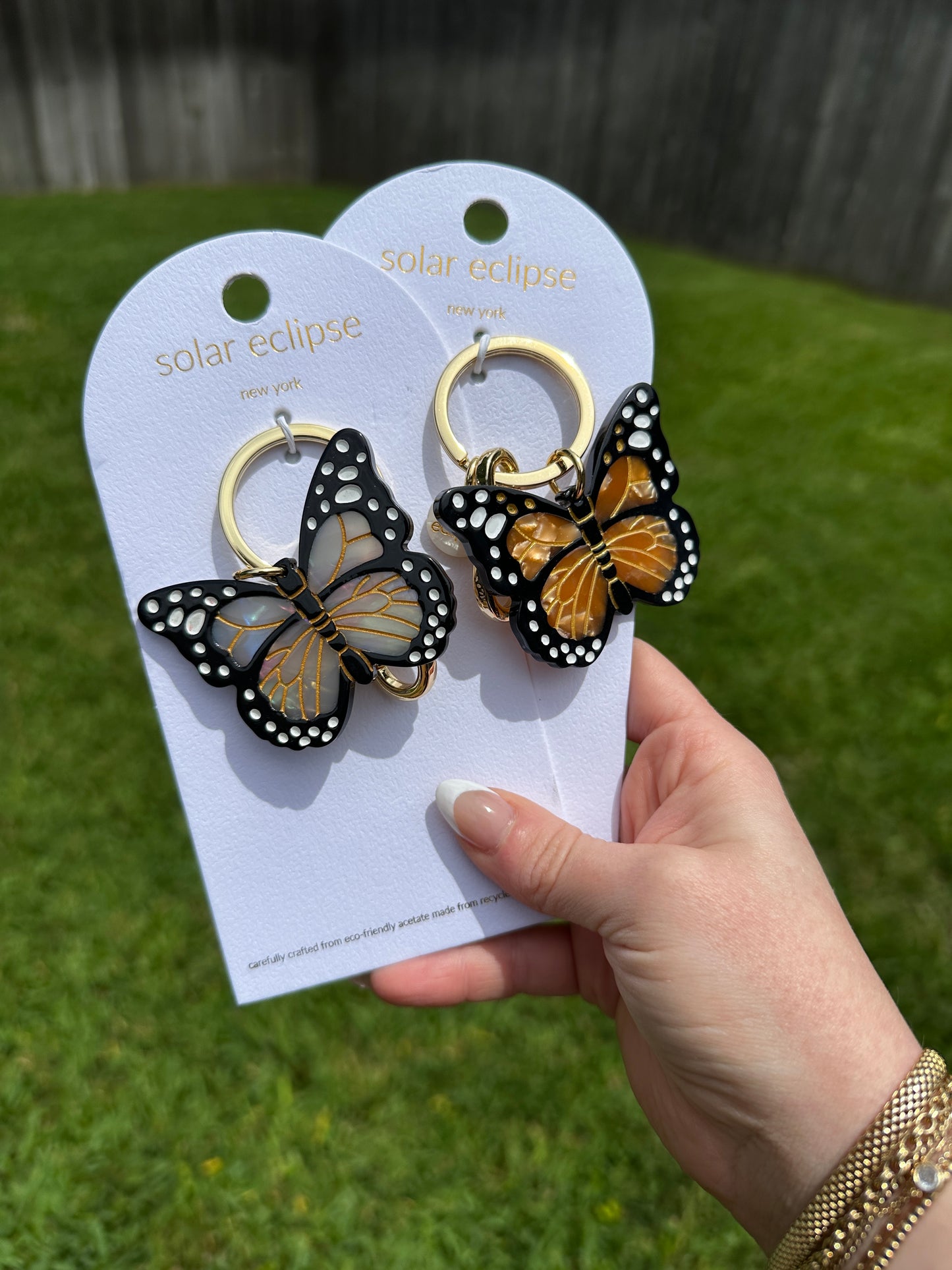Solar Eclipse Hand-Painted Monarch Butterfly Bag Charm + Keychain