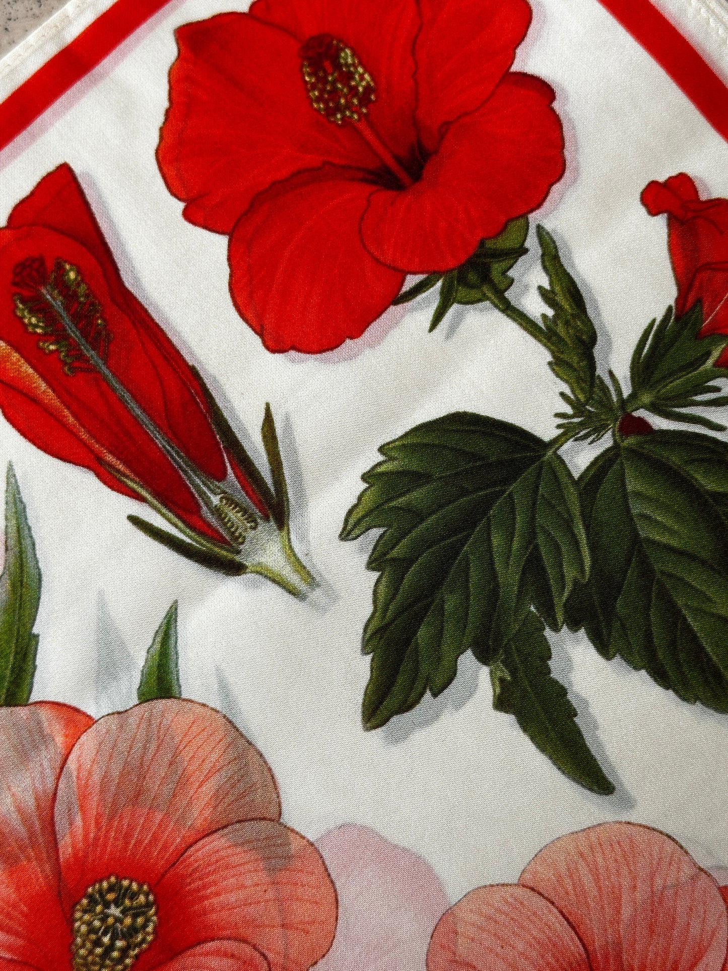 Curious Prints Botanical Hiibiscus Flower Tapestry Silk Scarf