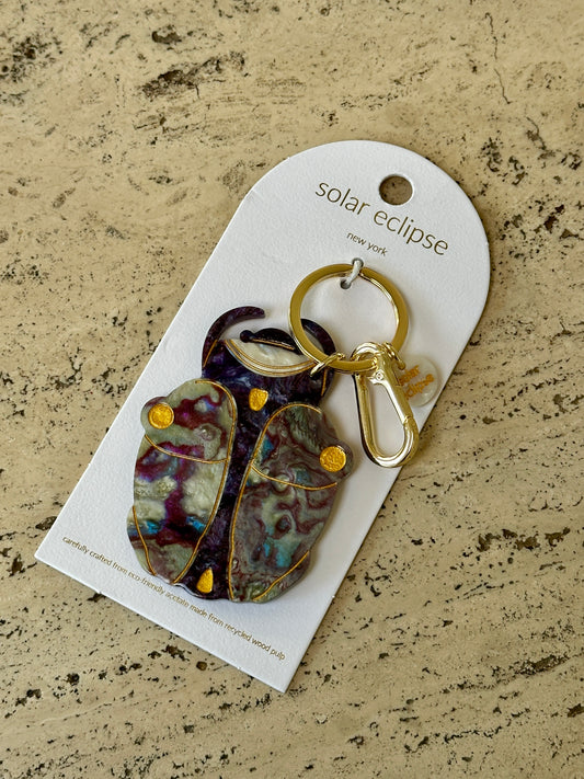 Solar Eclipse Hand-Painted Beetle Bag Charm + Keychain