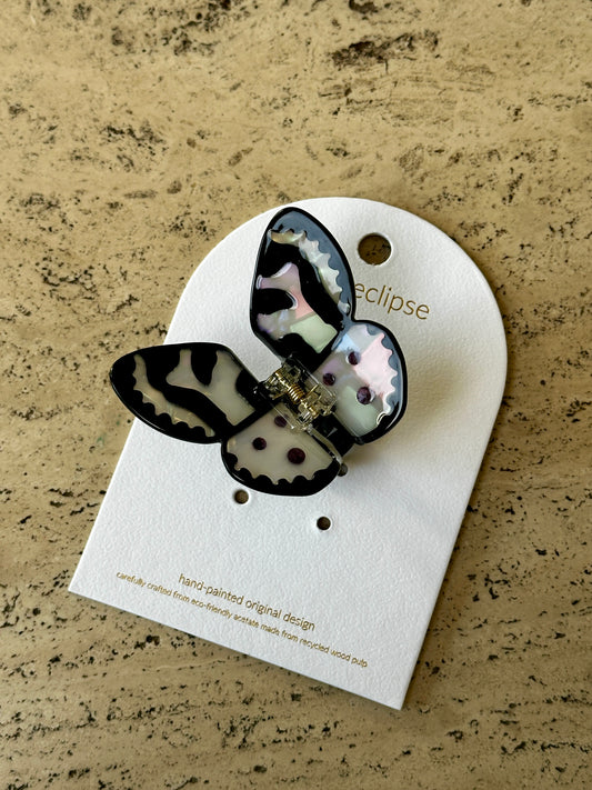 Solar Eclipse Hand-Painted Tiger Moth Claw Clip